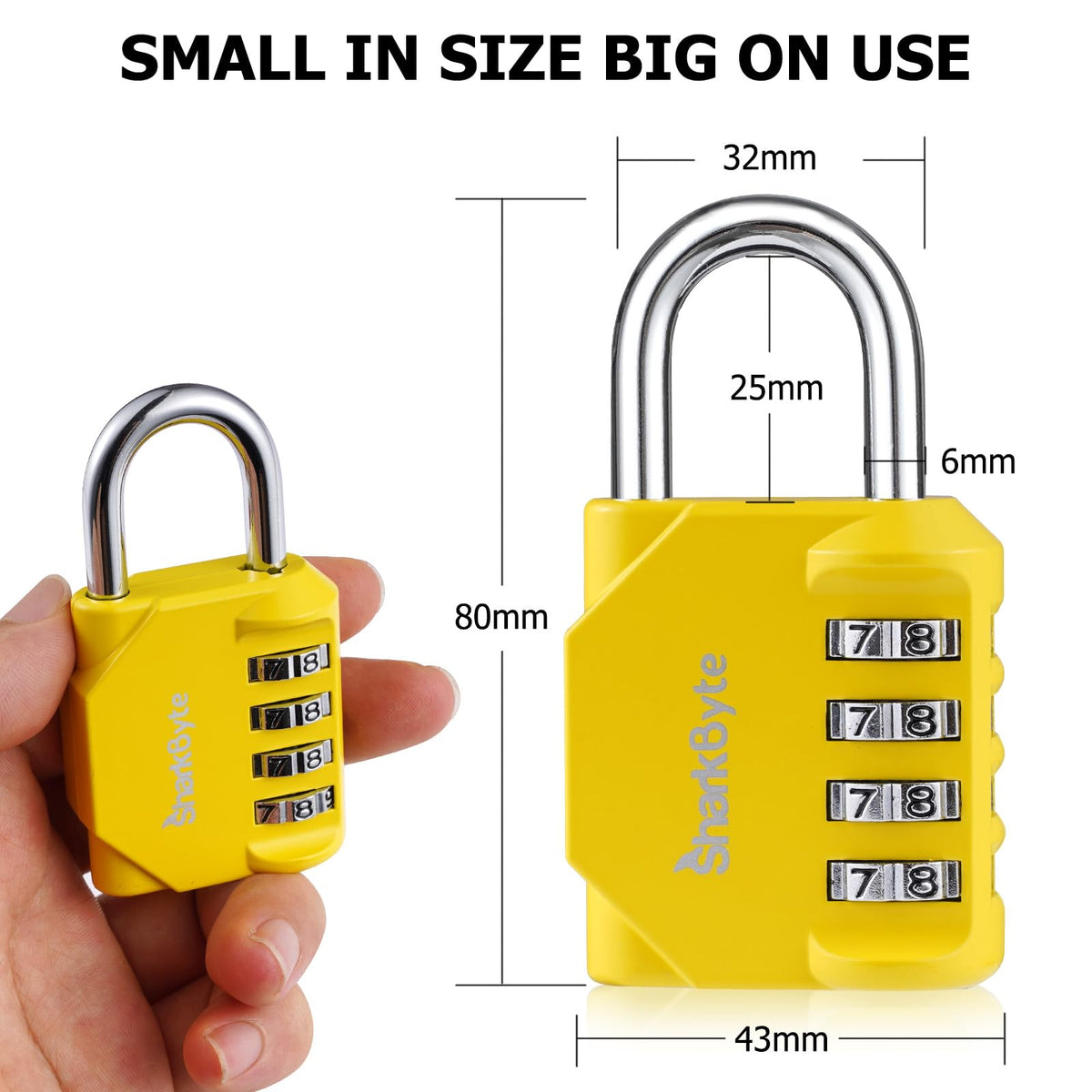 SharkByte Heavy Duty Combination Padlock – 4-Digit Weatherproof Outdoor Lock with Stainless Steel Shackle, Anti-Rust Resettable Code for Gym, School, Locker, Shed, Toolbox, Gate & Warehouse - Red