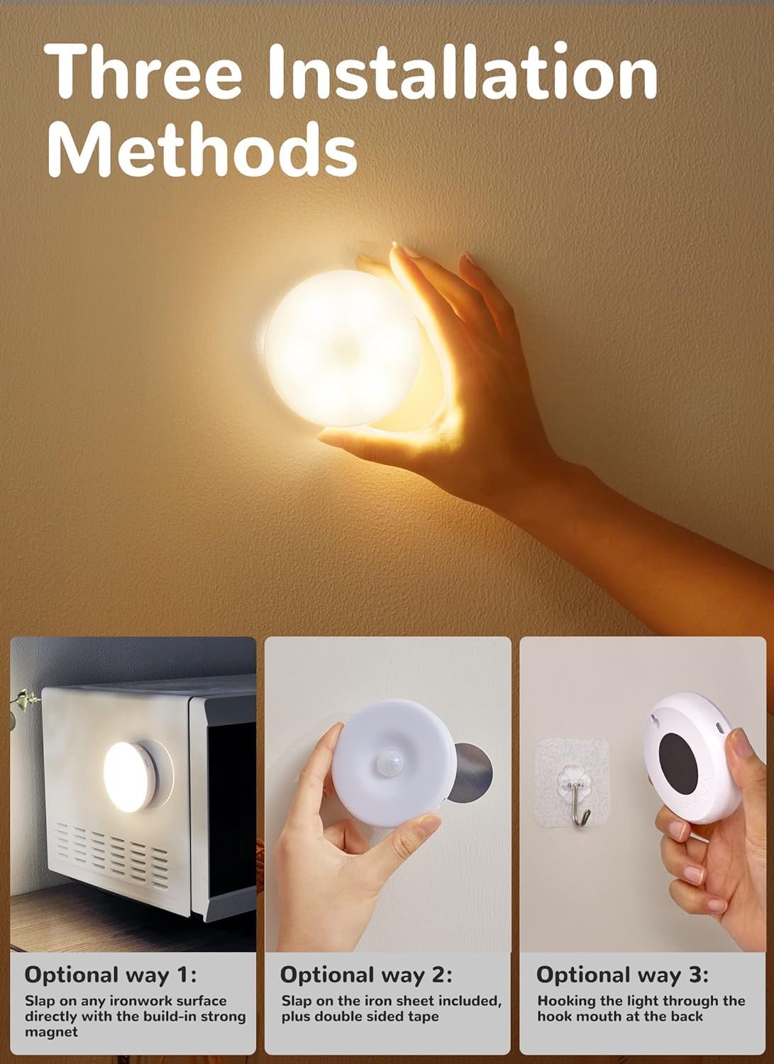 Homelist Motion Sensor Lights Indoor, Rechargeable Night Light, 6 Pack