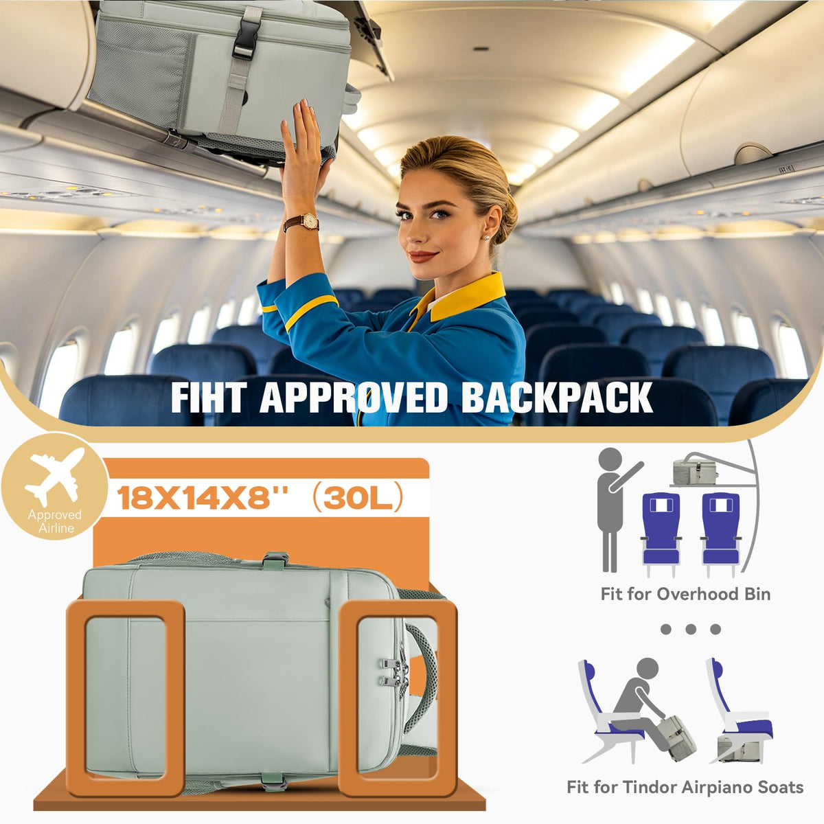 Lossga Ryanair Cabin Bags 40x30x20 Underseat Carry-ons Travel Backpack (Pack of 2)