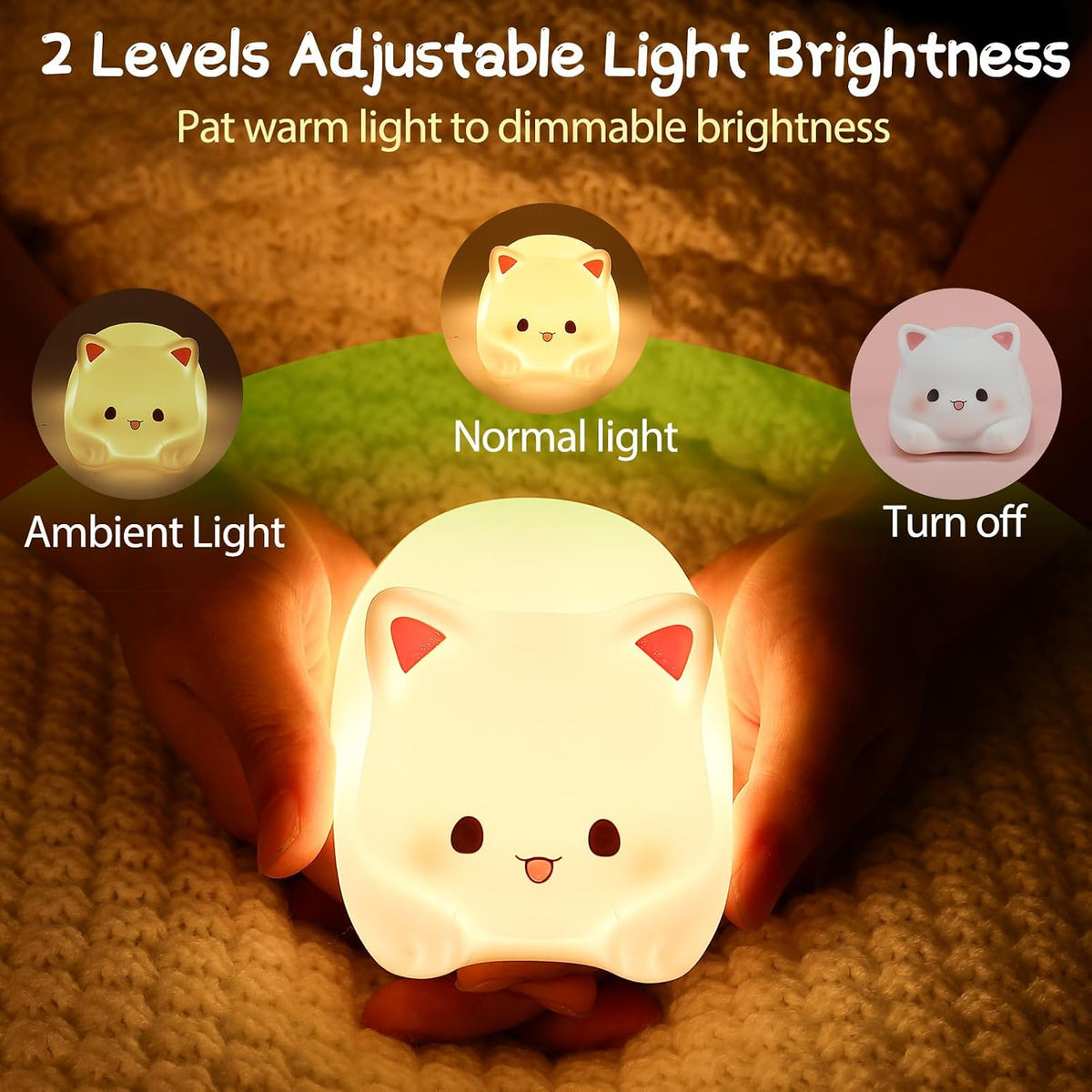 ZKLiLi Cat Night Light for Kids,Cute Night Lamp for Nursery,Squishy Silicone Touch Lights Portable, Gift for Birthday and Christmas for Kids Baby Children (Battery Cat)