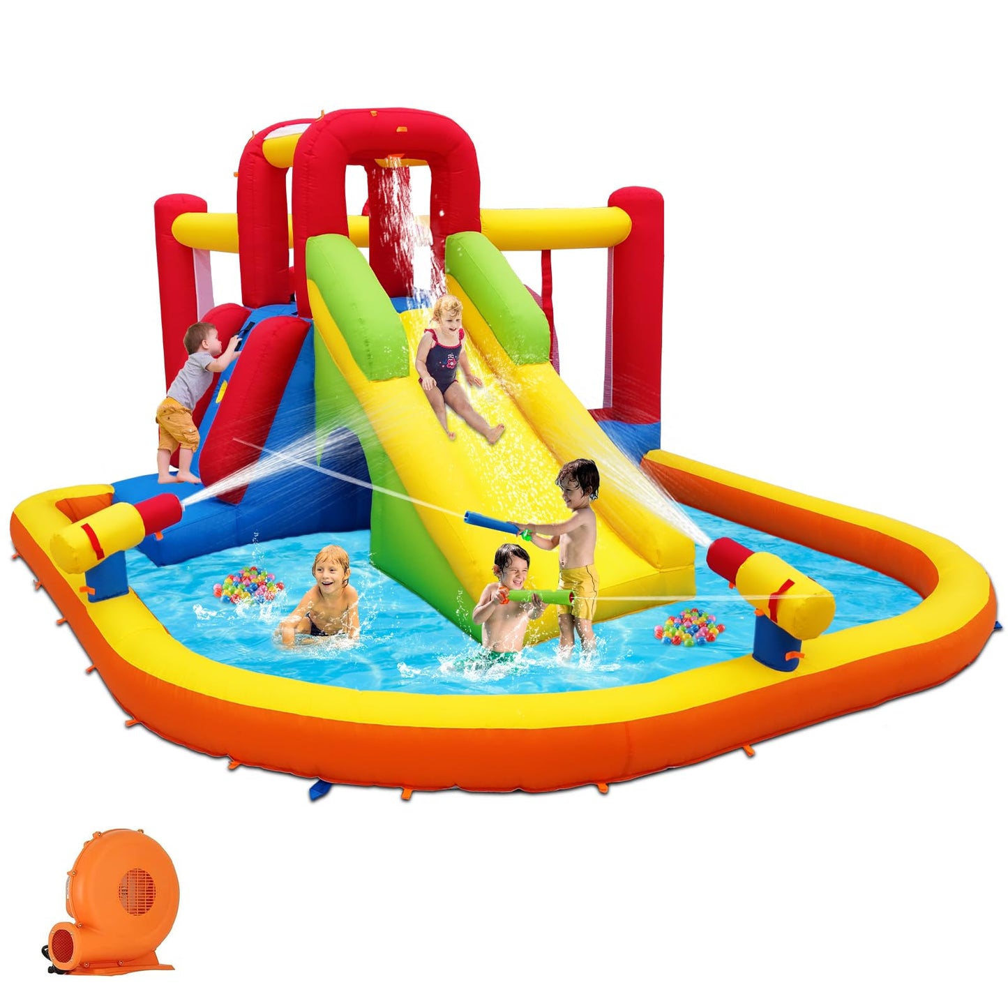 Baralir 7-in-1 Kids Inflatable Bouncy Castle with Blower — 371x351x188cm | Ages 3-10