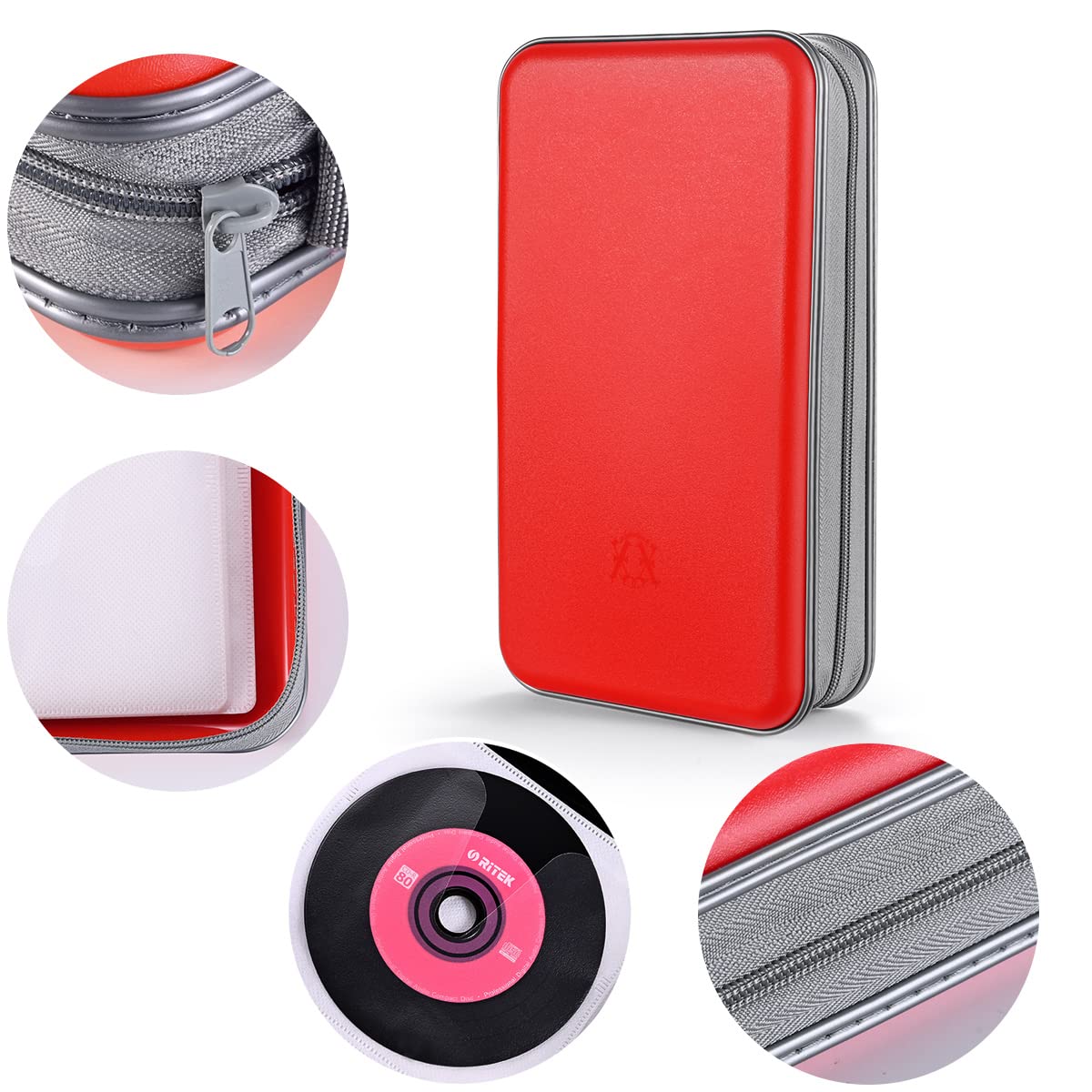 LIOVODE DVD Case, 96 Capacity CD Case Holder Organizer Disc Wallet for Car