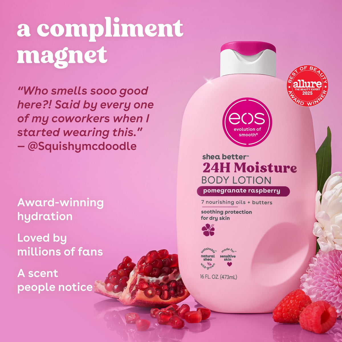 eos vanilla cashmere body lotion shea better 24hr moisture - 16 oz/473 ml