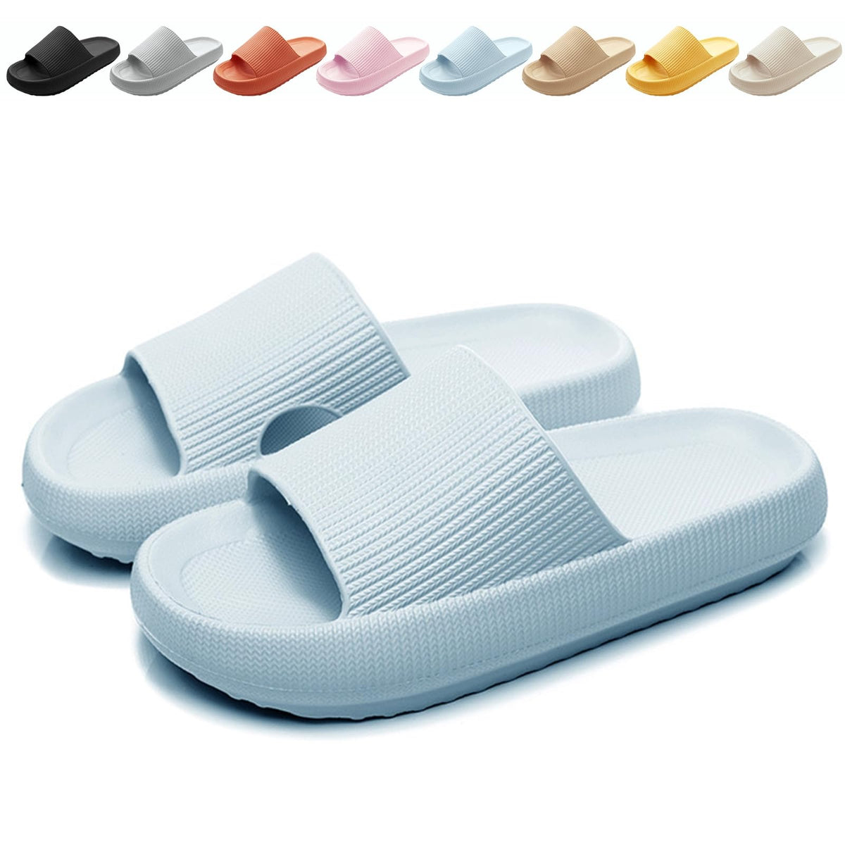 BHFRGAS Sliders Cloud Slippers Women Men，Non-Slip Mens Womens Slippers Cloud Sliders，Soft Flip Flops with Thick Sole for Shower Bathroom Pool Beach