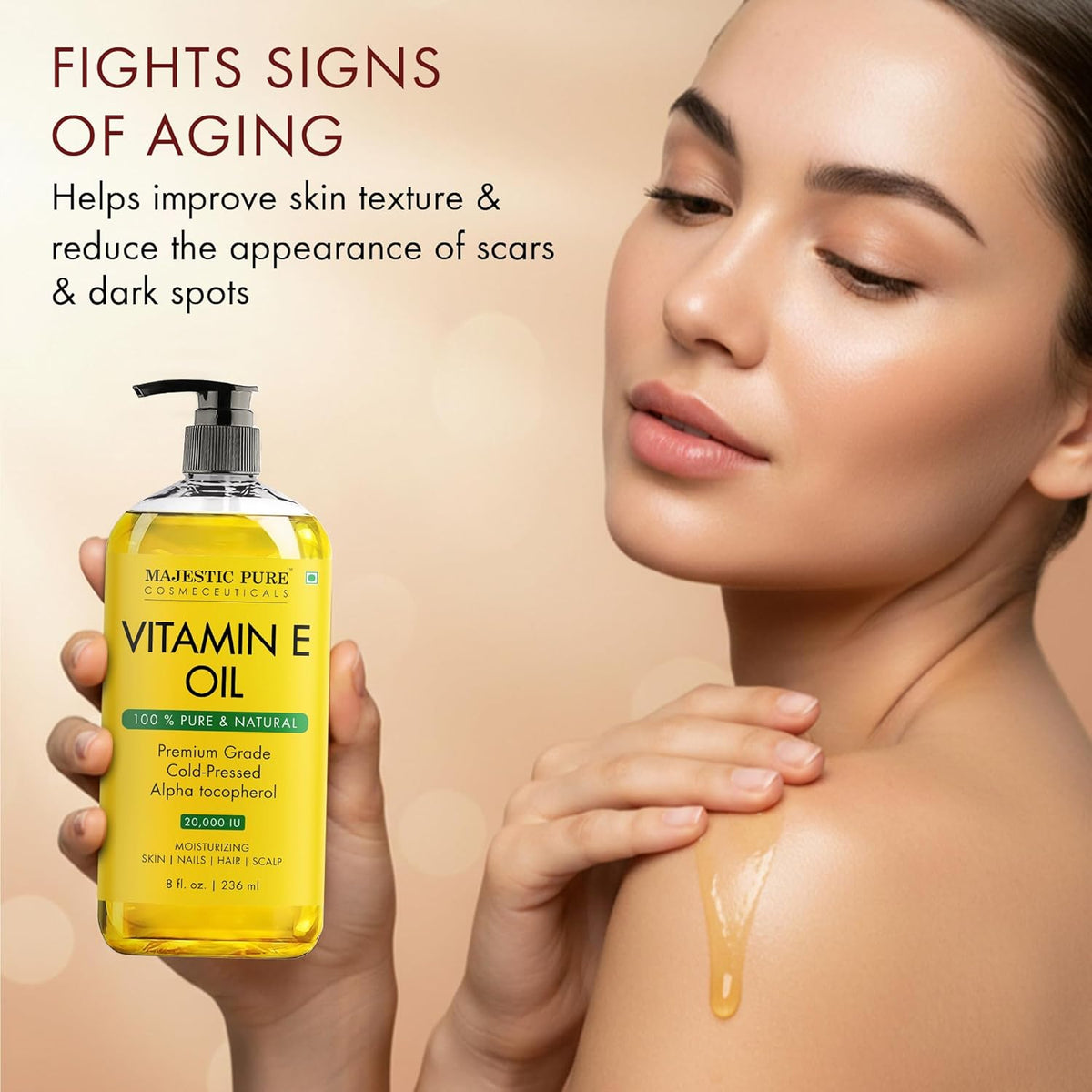 Majestic Pure Vitamin E Oil 100% Pure and Natural Oil - 236 ml