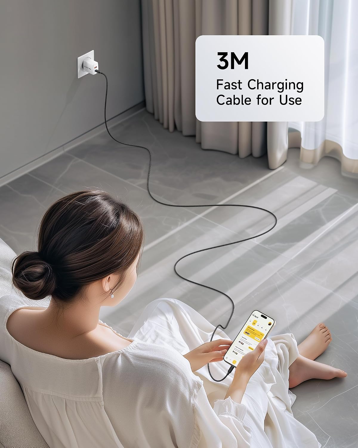 RAVIAD USB C Charger Cable 3M Long Type C Cable Fast Charging 3.1A Braided