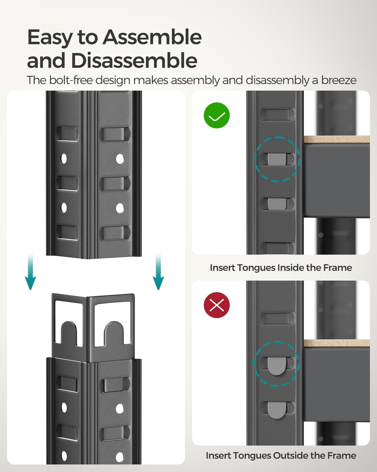 SONGMICS 5-Tier Heavy-Duty Shelving Units, Set of 2, Boltless Assembly