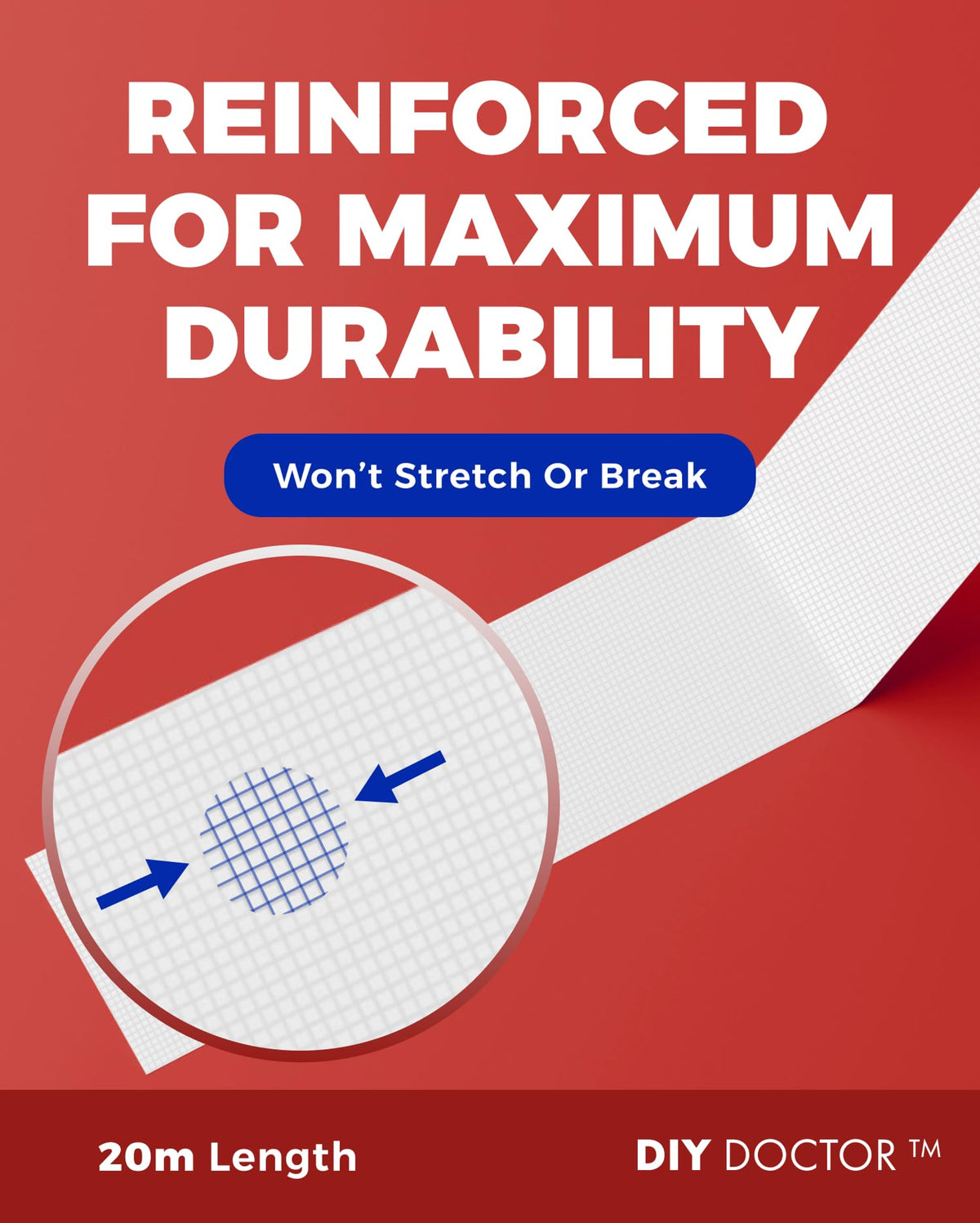 DIY Doctor Double Sided Carpet Tape, Heavy Duty, 20m x 21mm, 1 Pack