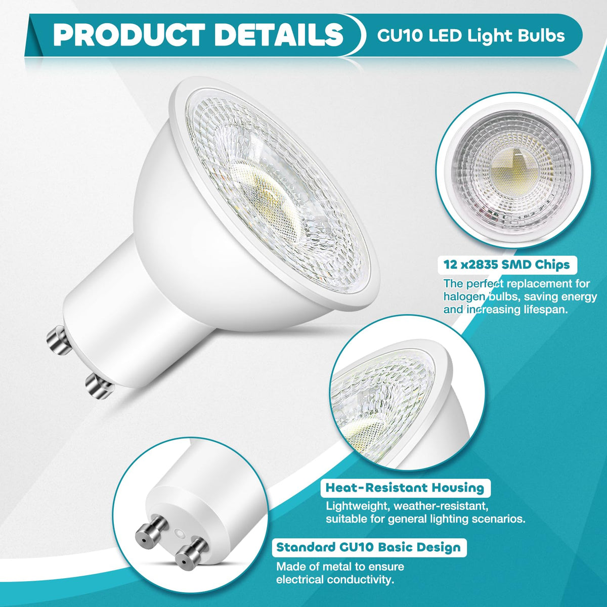 Morotty GU10 LED Spotlight Bulbs, GU10 LED Bulbs 5W Neutral White 4000K