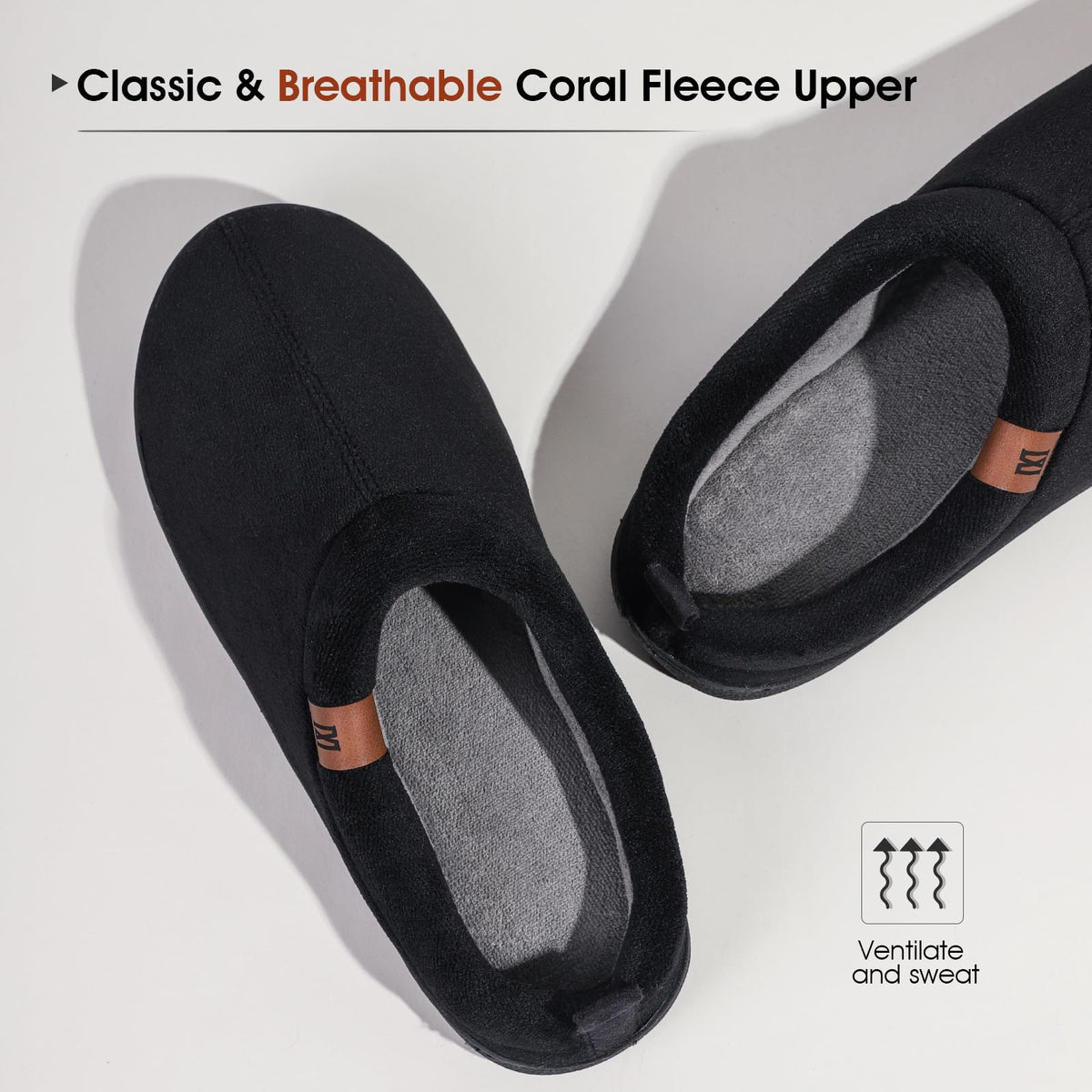 MERRIMAC Men's Slip-on Slippers Memory Foam Non-slip Indoor House Shoes