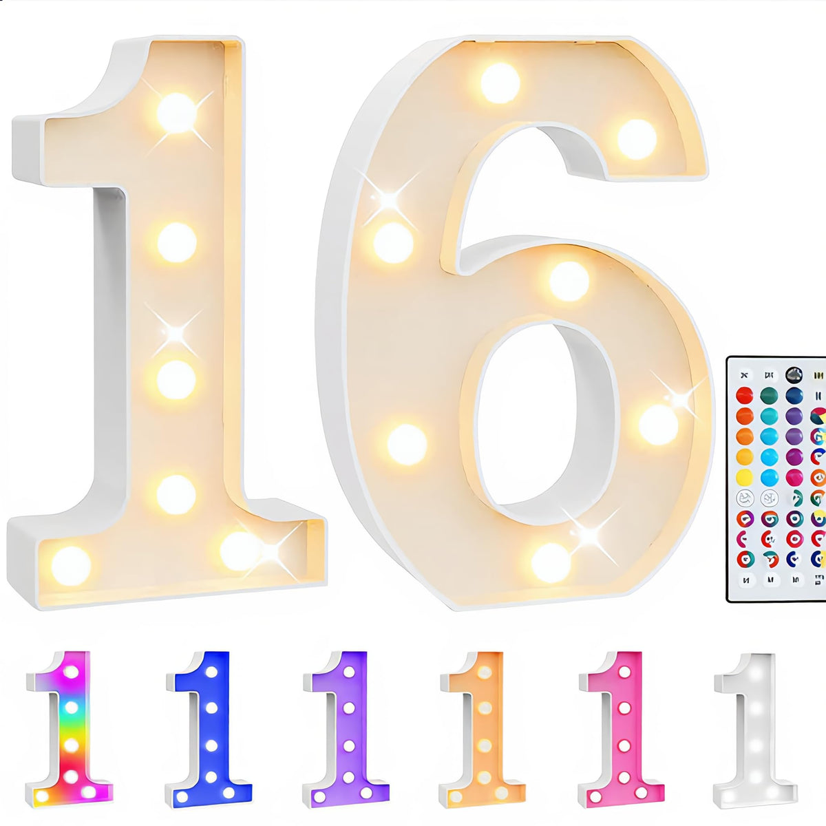 Ledido Pink Glitter Light Up Number 80 for 80th Birthday Decorations