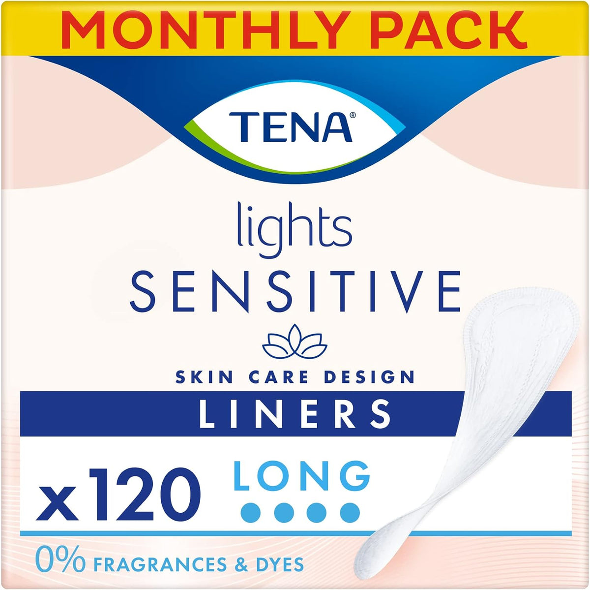 TENA Lights Long Liner, 120 Incontinence Liners (20 x 6 Packs)