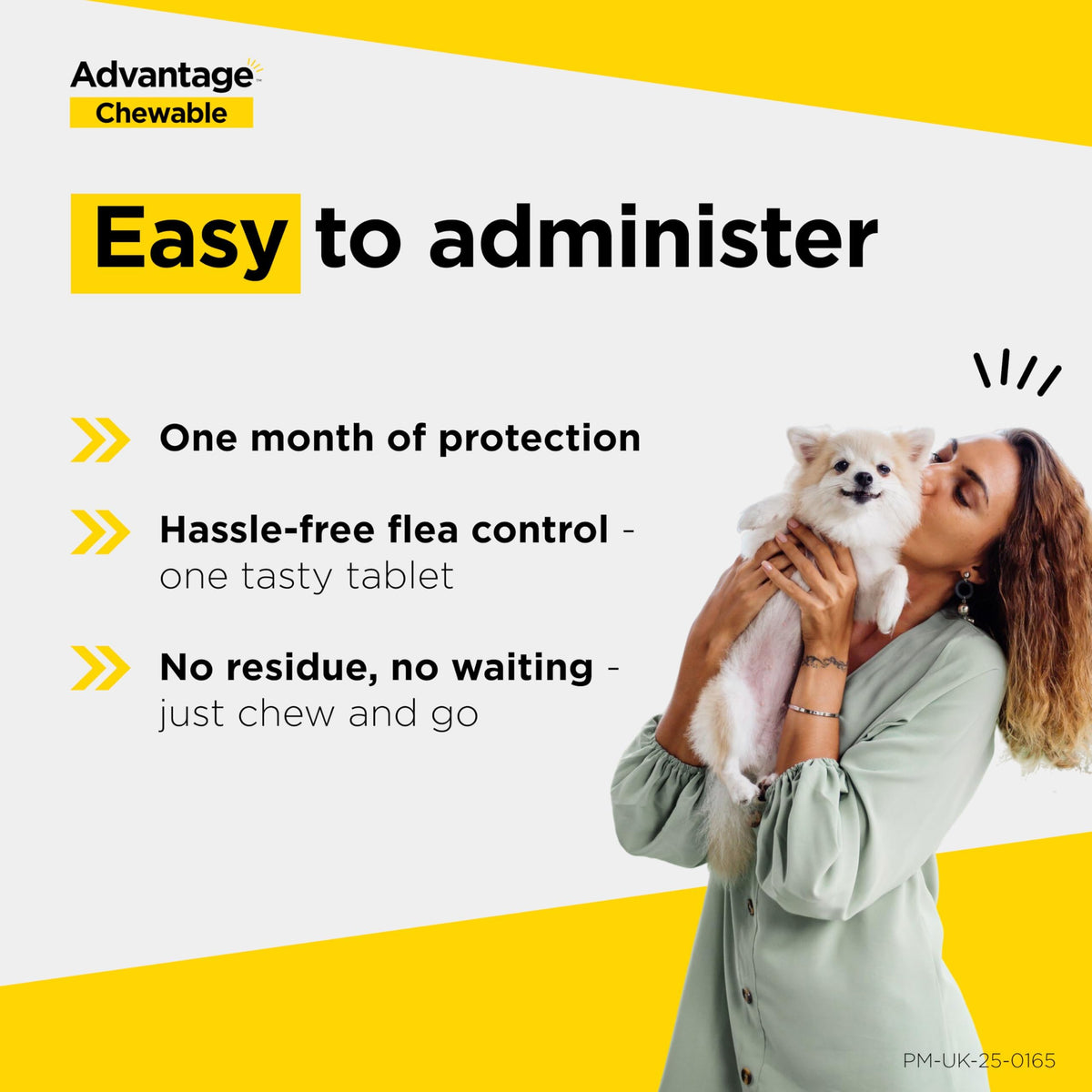 Advantage Chewable 450mg Chewable Tablets for Dogs >11 - 22kg (3 pack), Flea and Tick Treatment, Fast Acting Kills Fleas Within Hours, Prevention Lasts For A Month, Easy To Administer