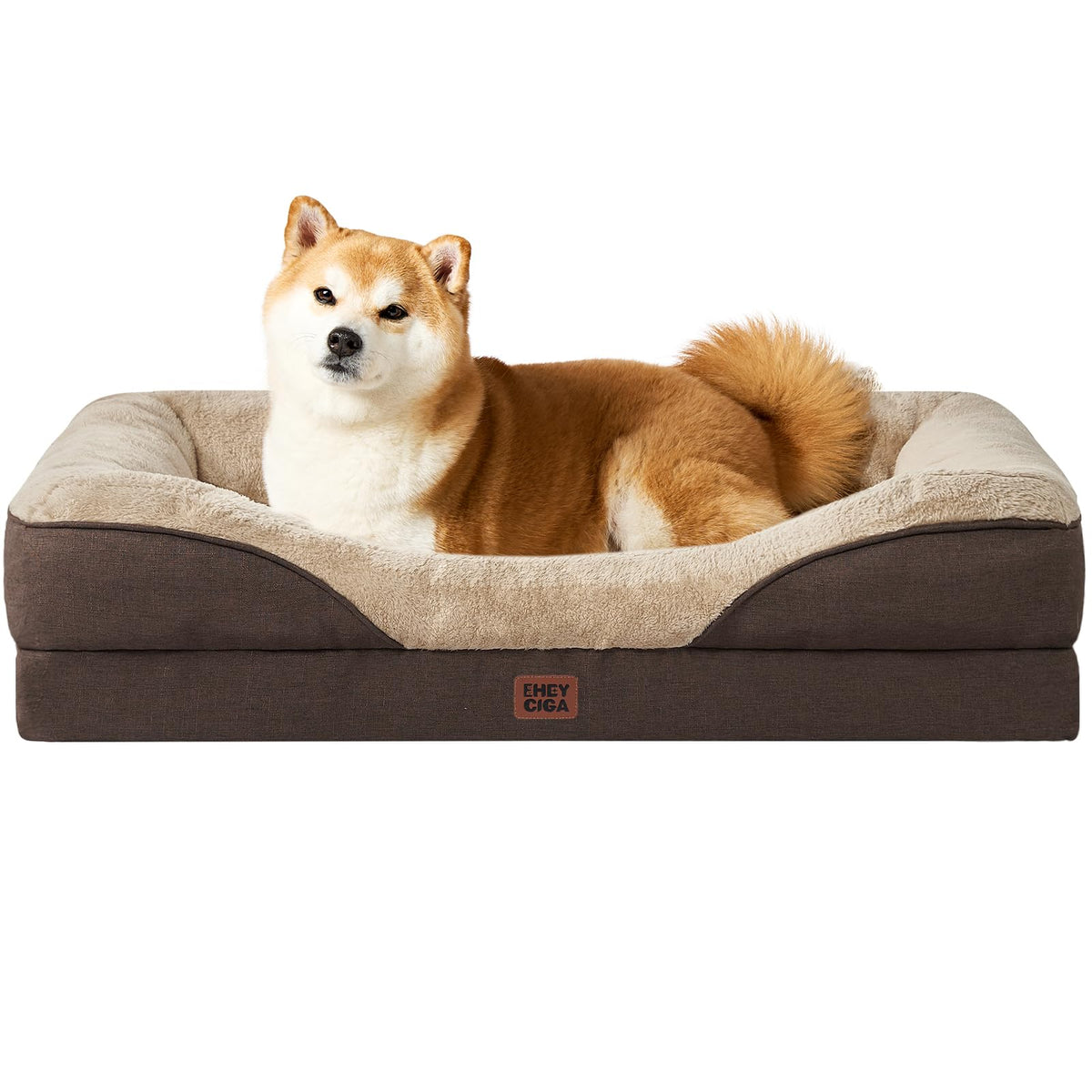 EHEYCIGA Memory Foam Orthopedic Dog Beds Large, 91x68x17cm, Dark Grey