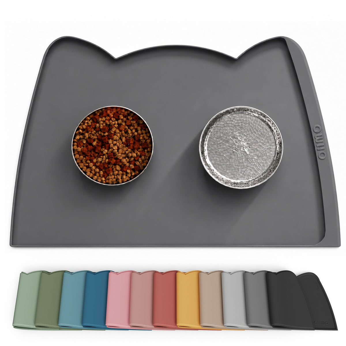 OHMO Silicone Cat Food Mat for Food&Water Bowls, 46x25cm, Camo Green