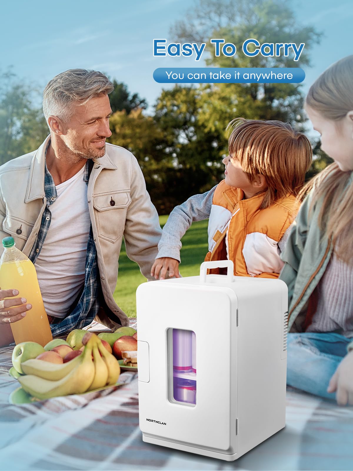 Mini Fridge 15L/21 Cans Mini Fridge for Bedrooms, Upgrade AC+12V DC Power Small Fridge for Dorm, Car, Office, Travel | Max & ECO Mode, Thermoelectric Cooler and Warmer | for Skincare, Beauty, Drink