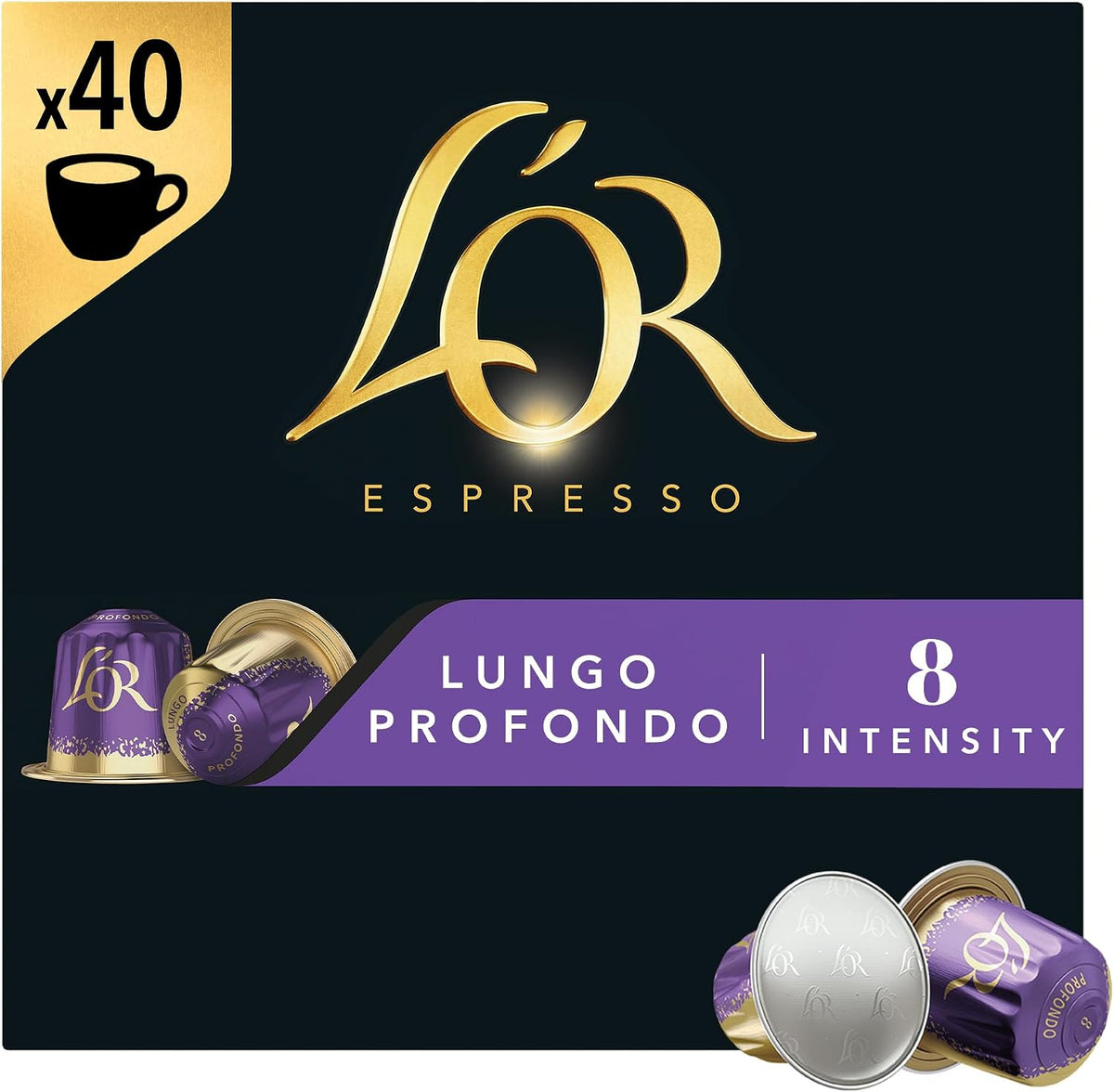 L'OR Espresso Lungo Profondo Coffee Pods x40, Pack of 1, Total 40 Capsules