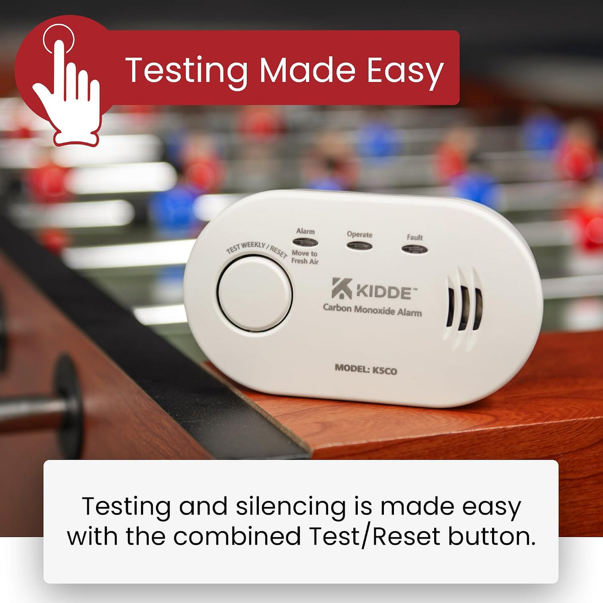 Kidde 5CO Carbon Monoxide Alarm and Detector with AA Batteries - 10 Year Sensor Life CO Alarm for Home