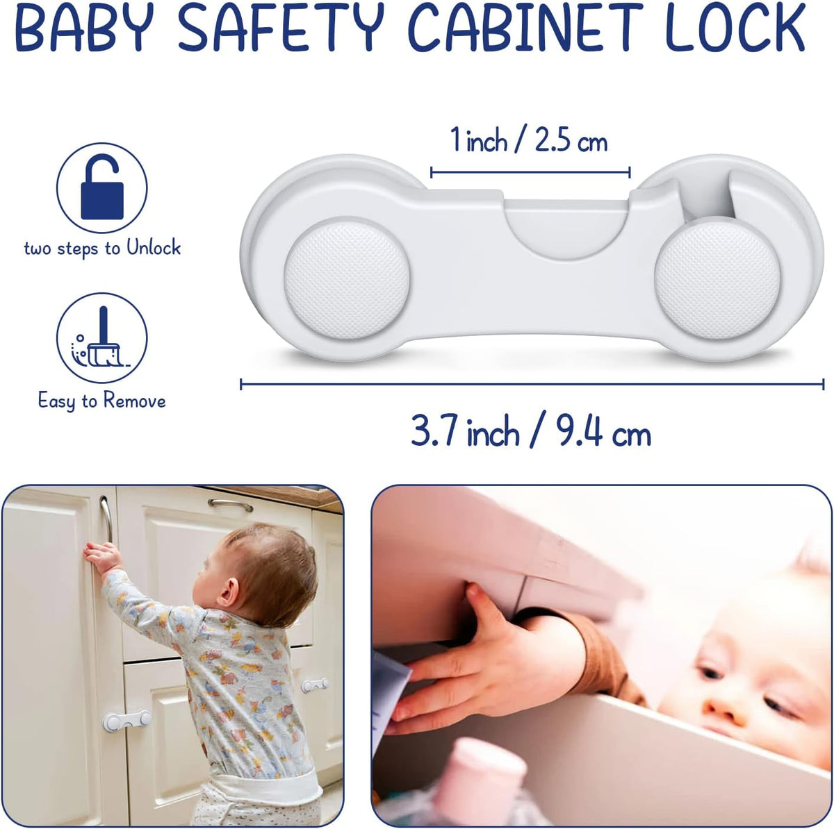 Cupboard Locks for Children 12 Pack - White