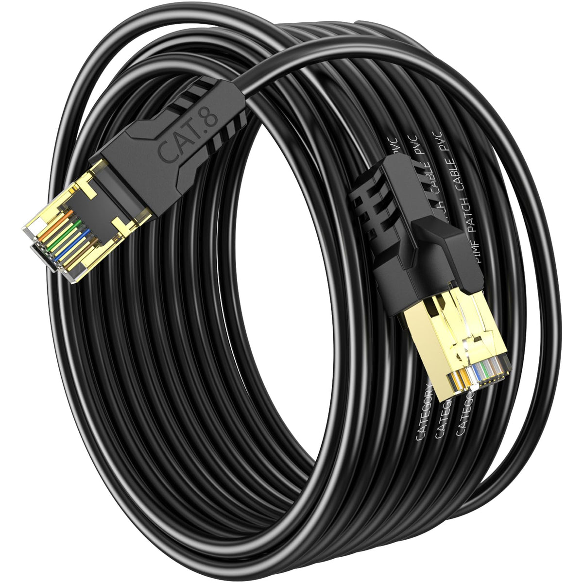 Cat 8 Ethernet Cable 1M, High Speed 40Gbps 2000Mhz Internet Cable, Lan Cable with Gold Plated RJ45 Connector,Weatherproof Outdoor&Indoor,for/PC/Modem/Router/Gaming, Faster Than Cat7/Cat6/Cat5