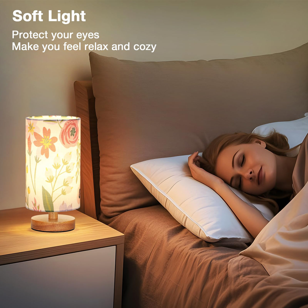 Aooshine Bedside Lamps, 3000K Warm Table Lamp for Bedroom Living Room