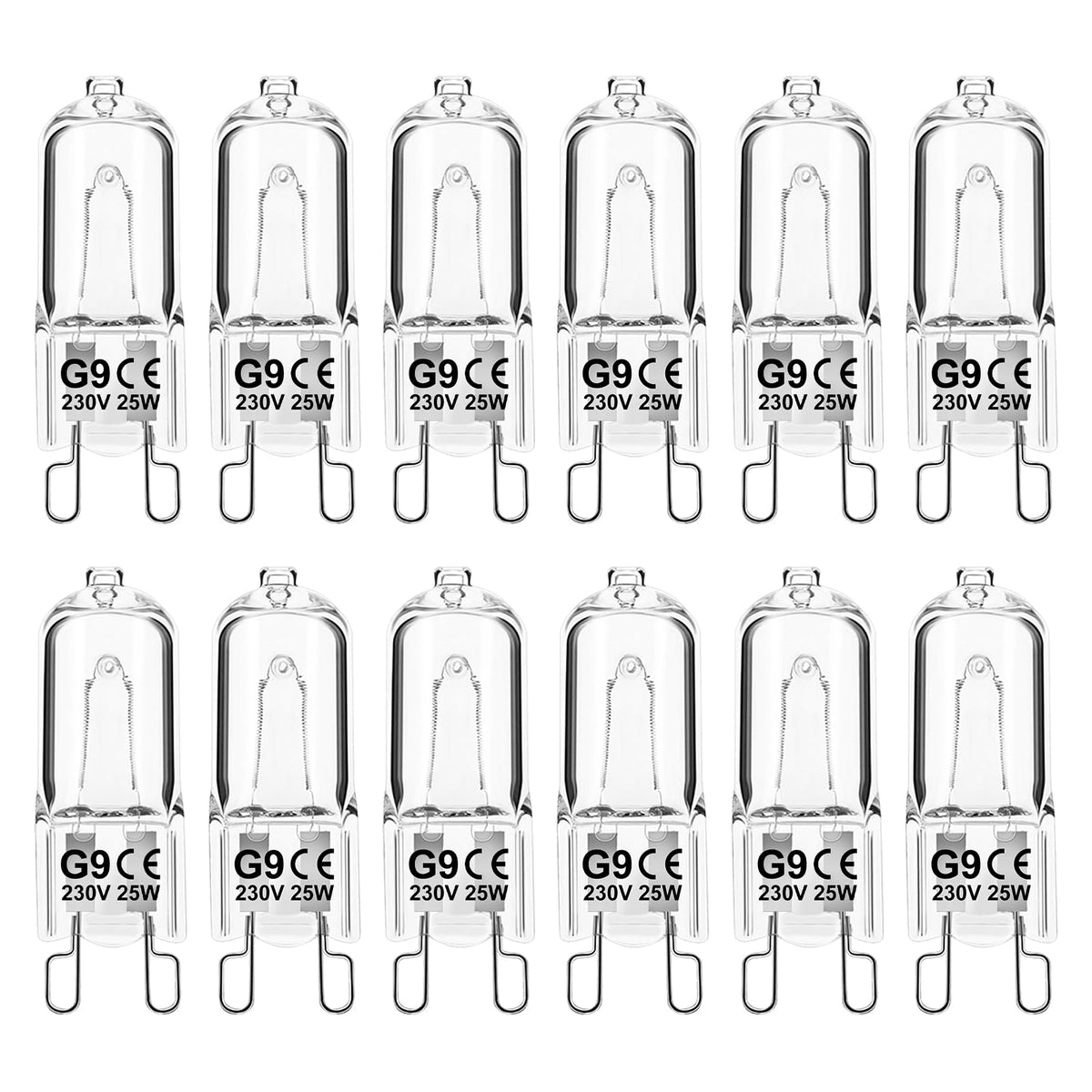 G9 Halogen Light Bulbs, 28W 2700K Warm White 230V Dimmable Capsule Bulbs, Non-Flicker - 12 Pack