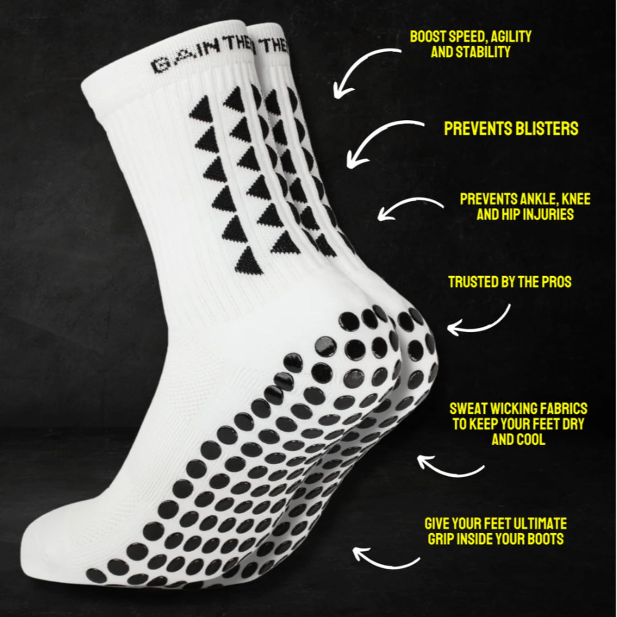 Gain The Edge Football Grip Socks 3.0-2pc and 4pc Set - Non Slip Football Socks - Updated Model