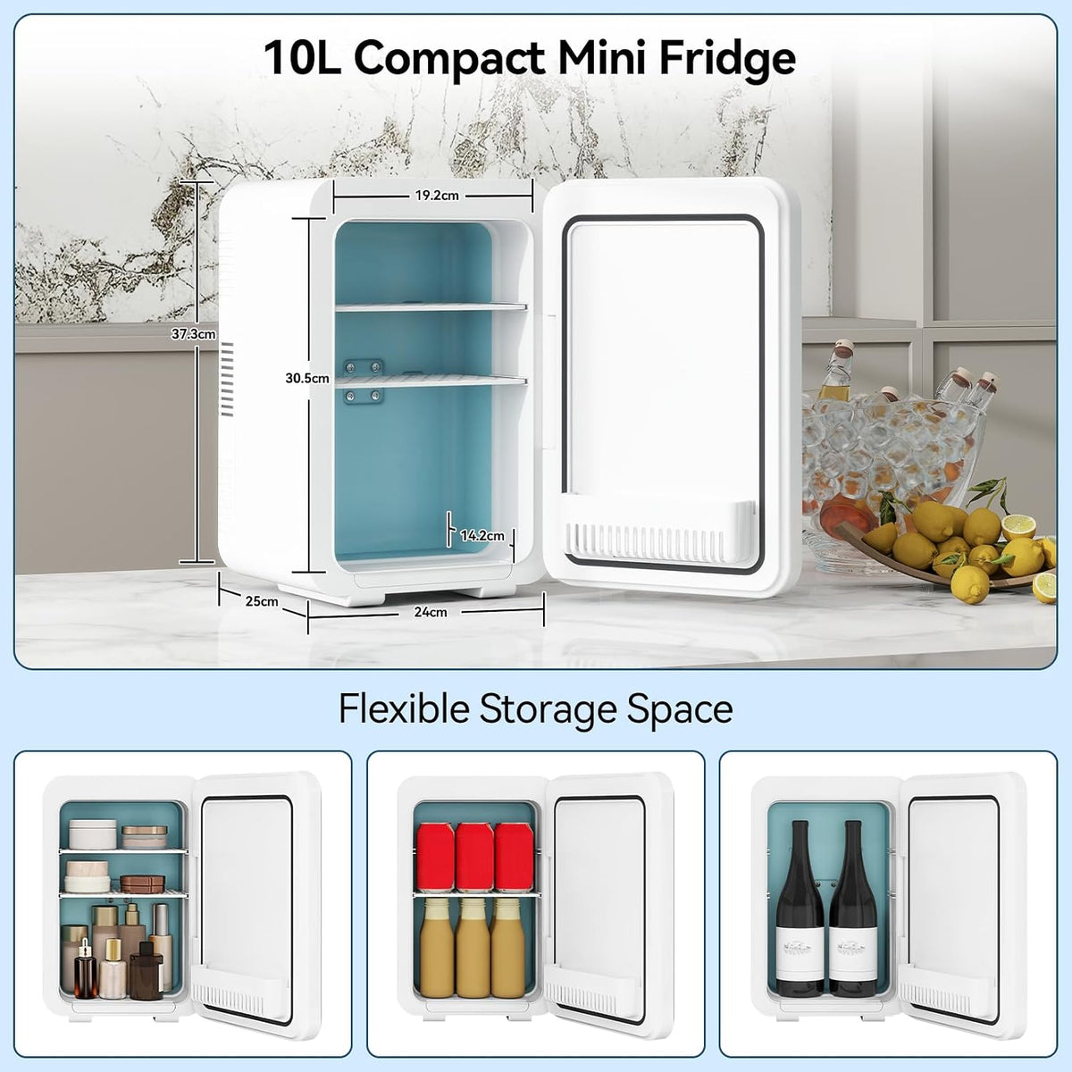 ARTETHYS Mini Fridge for Bedrooms, 10L Small Portable Car Fridges