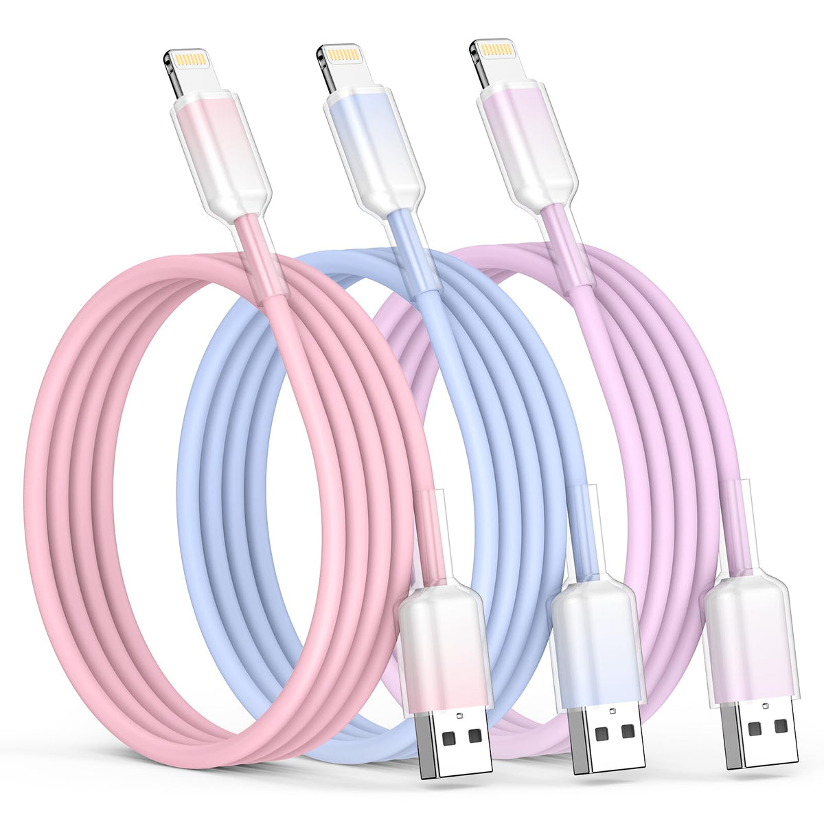 3 Pack iPhone Charger Cable 1.8M [Apple MFi Certified] Lightning to USB Cable Lead 6 Foot, 2.4A Fast Charging Cable for iPhone 14 13 12 11 Pro Max XS XR X 8 7 6 Plus 5, iPad and iPod