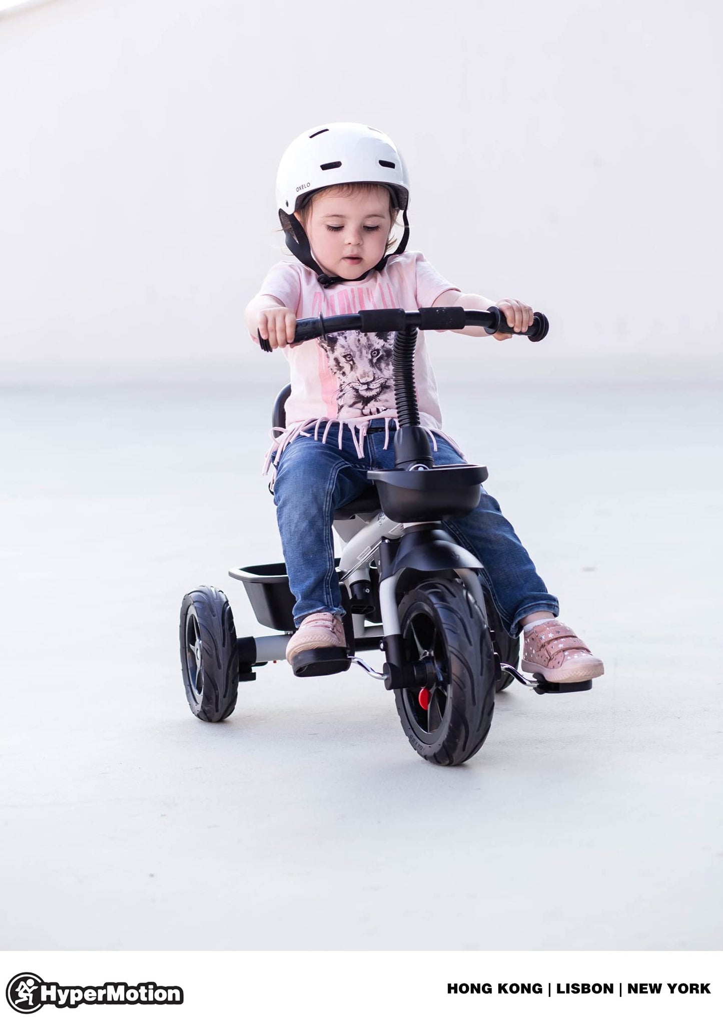 HyperMotion Toddler Tricycle with Parent Handle, Canopy, Safety Belt & Basket — From 12 Months