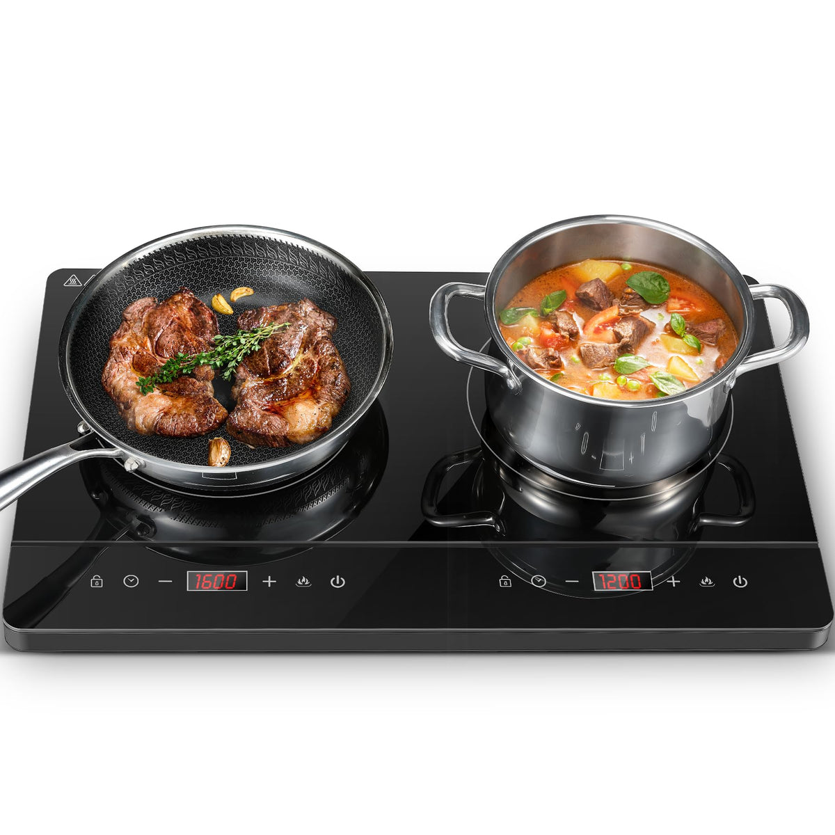 Single Induction Hob 2000W, Portable Induction Cooker with 10 Power & Temperature Levels, Touch Control, Child Lock, 3-Hour Timer, Residual Heat Indicator, Black Glass Panel Electric Hob