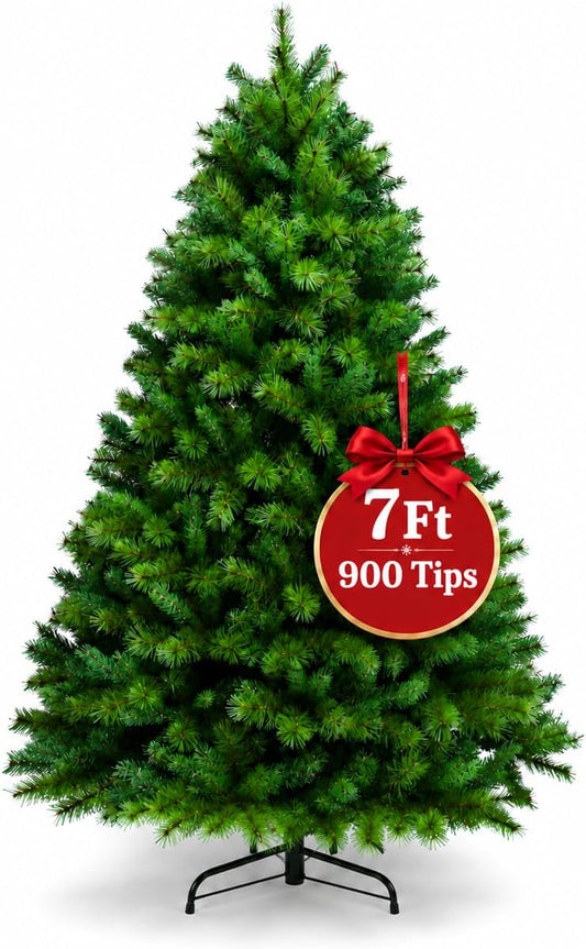 7ft (2.13M) Artificial Christmas Tree, Realistic Green with Metal Stand