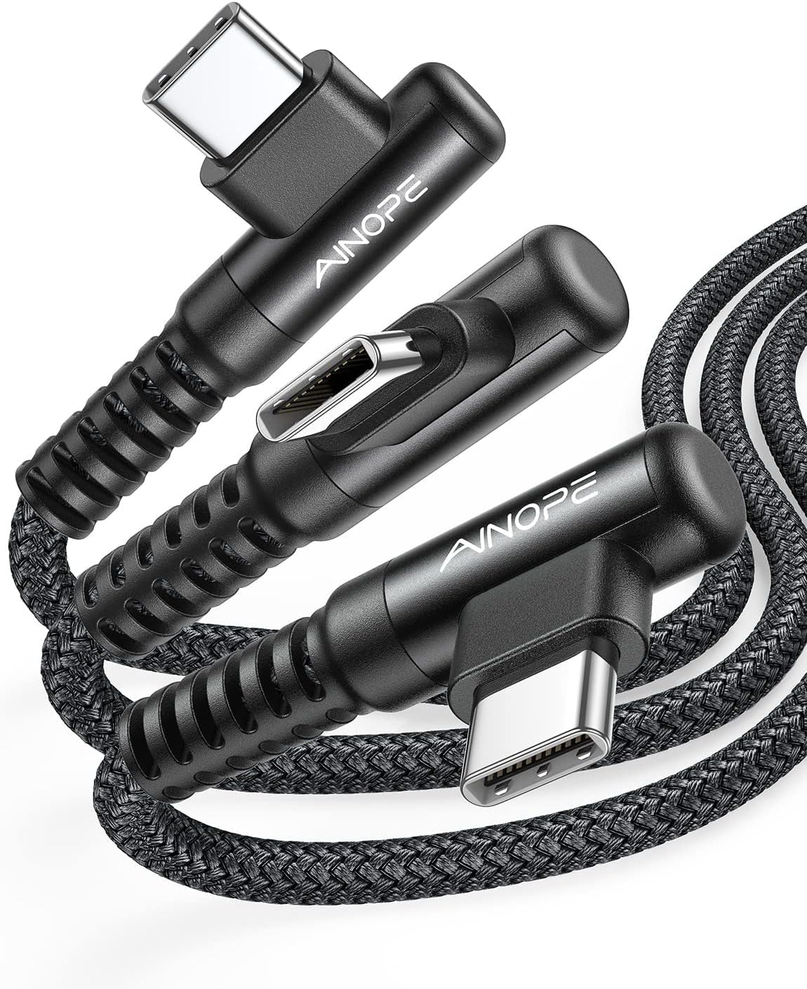 AINOPE USB C Charger Cable,(2Pack 2M) 3.1A Right Angle USB to USB C Cable