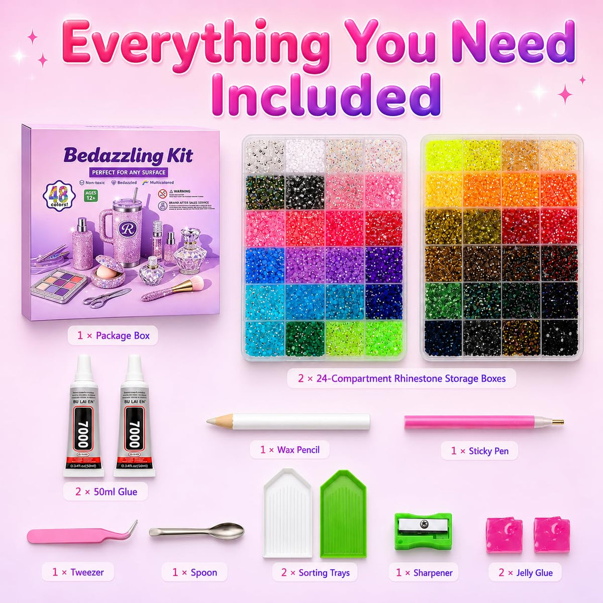 Fournine 4mm 20000Pcs Bedazzling Kit with Rhinestones