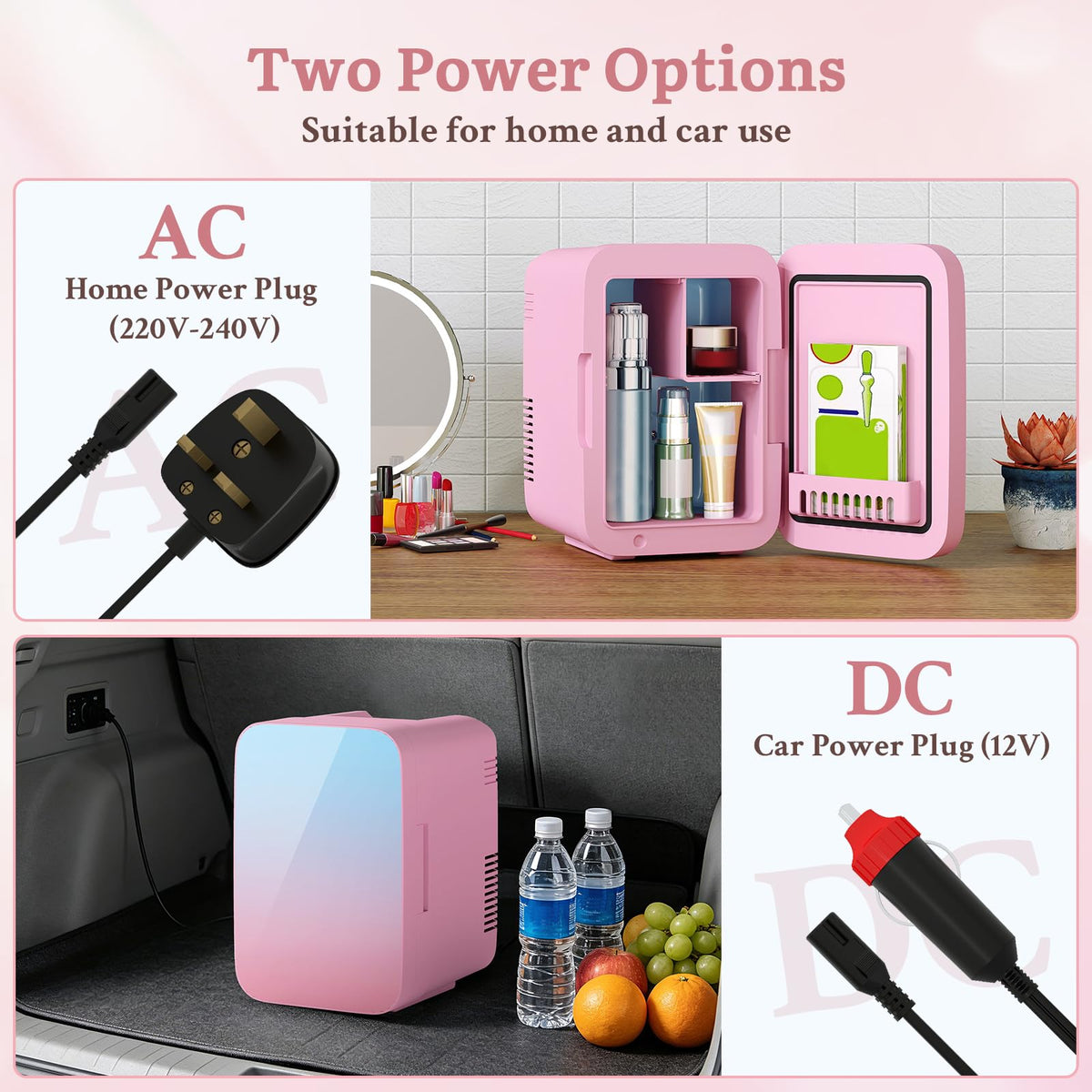 ARTETHYS Mini Fridge for Bedrooms, 10L Small Portable Car Fridges