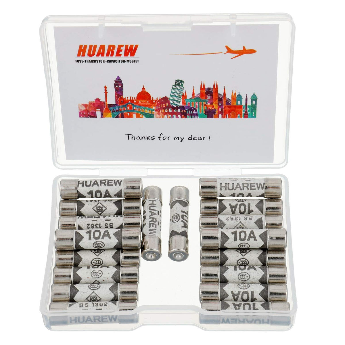 5 Values 100 Pcs 6.3x25 mm BS1362 1 3 5 10 13 A amp 240 V volt 0.248x0.984 Inch Ceramic Tube Fuses Assortment Kit