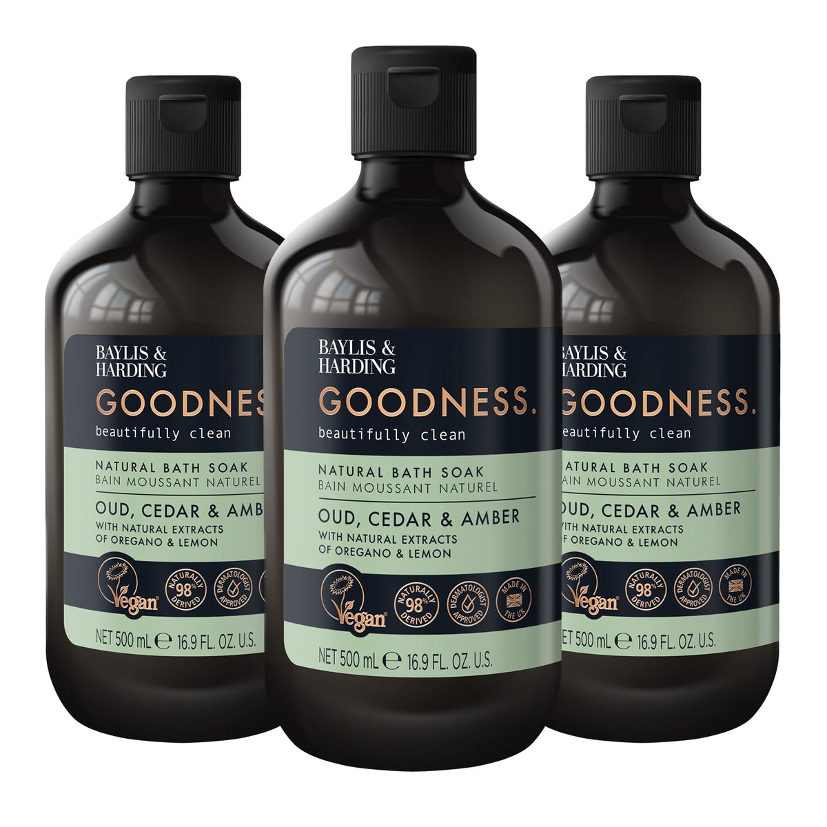 Baylis & Harding Goodness Natural Body Wash 500ml 3 pack