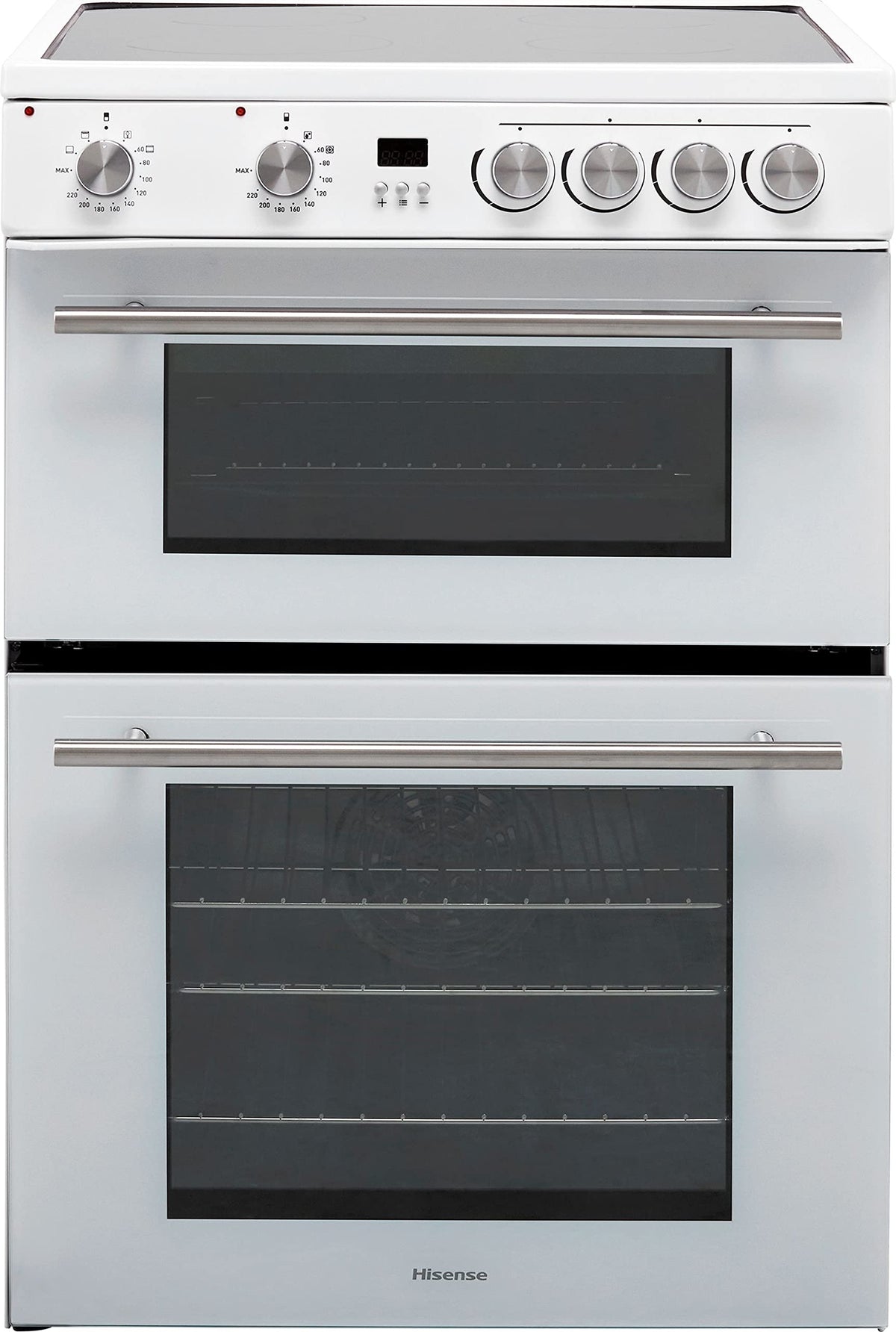 Hisense HDUKC60W 60cm Electric Cooker with Ceramic Hob-White, A Rated Double Oven 50L/80L [Energy Class A]