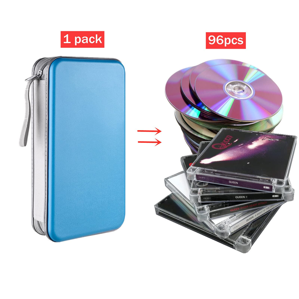LIOVODE DVD Case, 96 Capacity CD Case Holder Organizer Disc Wallet for Car