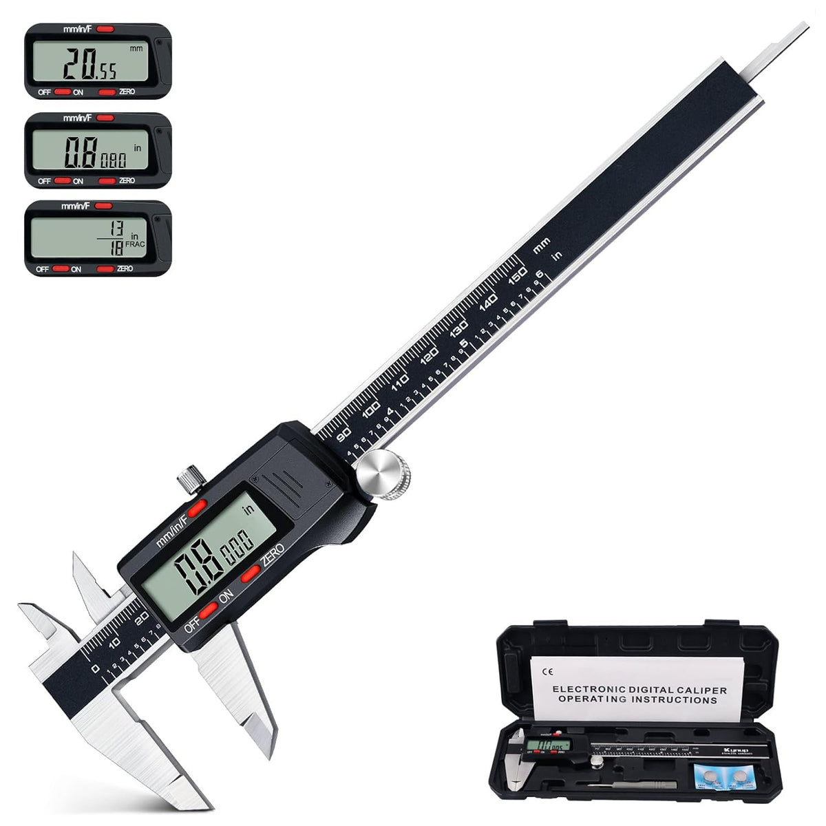 Kynup Digital Caliper 150mm, 6 inch Digital Vernier Caliper with LCD Screen