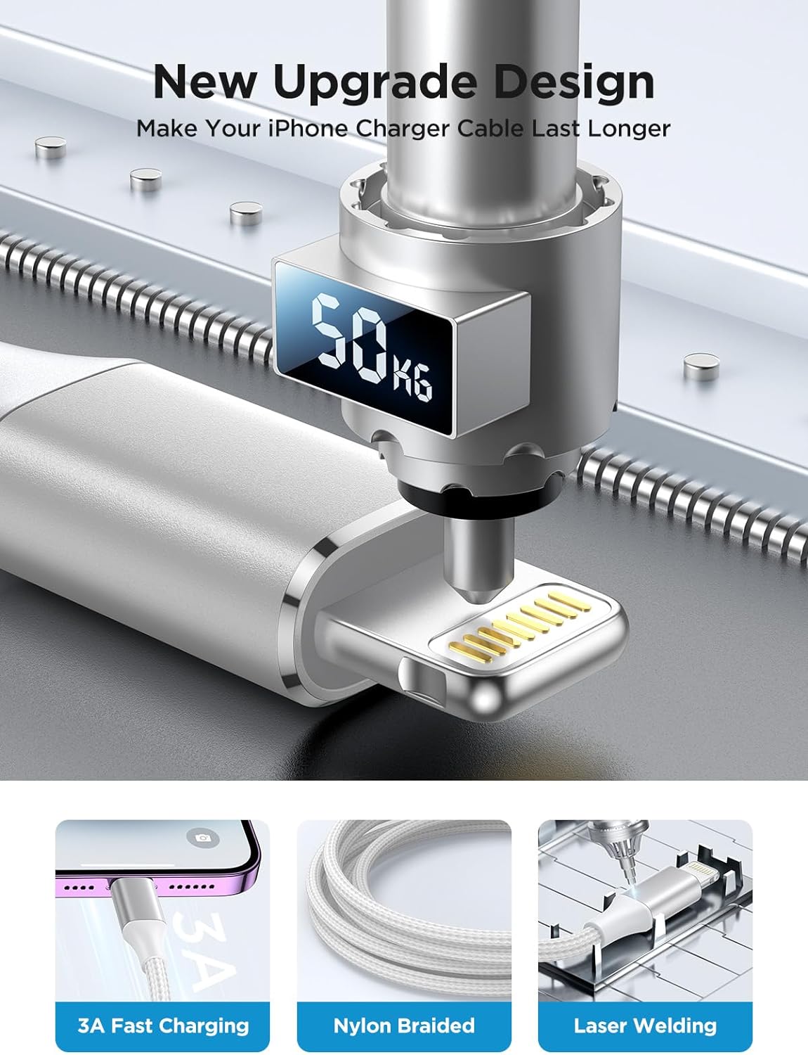 Aioneus iPhone Charger Cable 2M, iPhone Charging Cable MFi Certified Lightning Cable Fast Charging iphone Cable Lead Nylon Lightning to USB Cable for iPhone 14 13 12 11 Pro Max XS XR X 8 7 6 Plus 5 SE