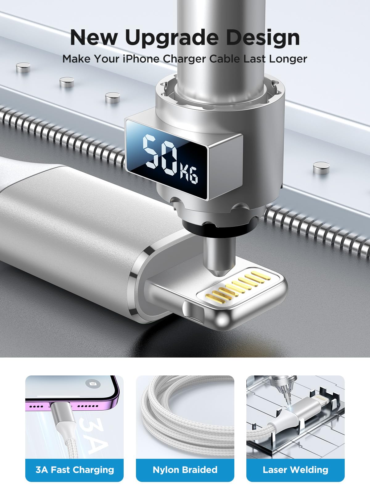 Aioneus iPhone Charger Cable 2M MFi Certified Lightning Cable Fast Charging