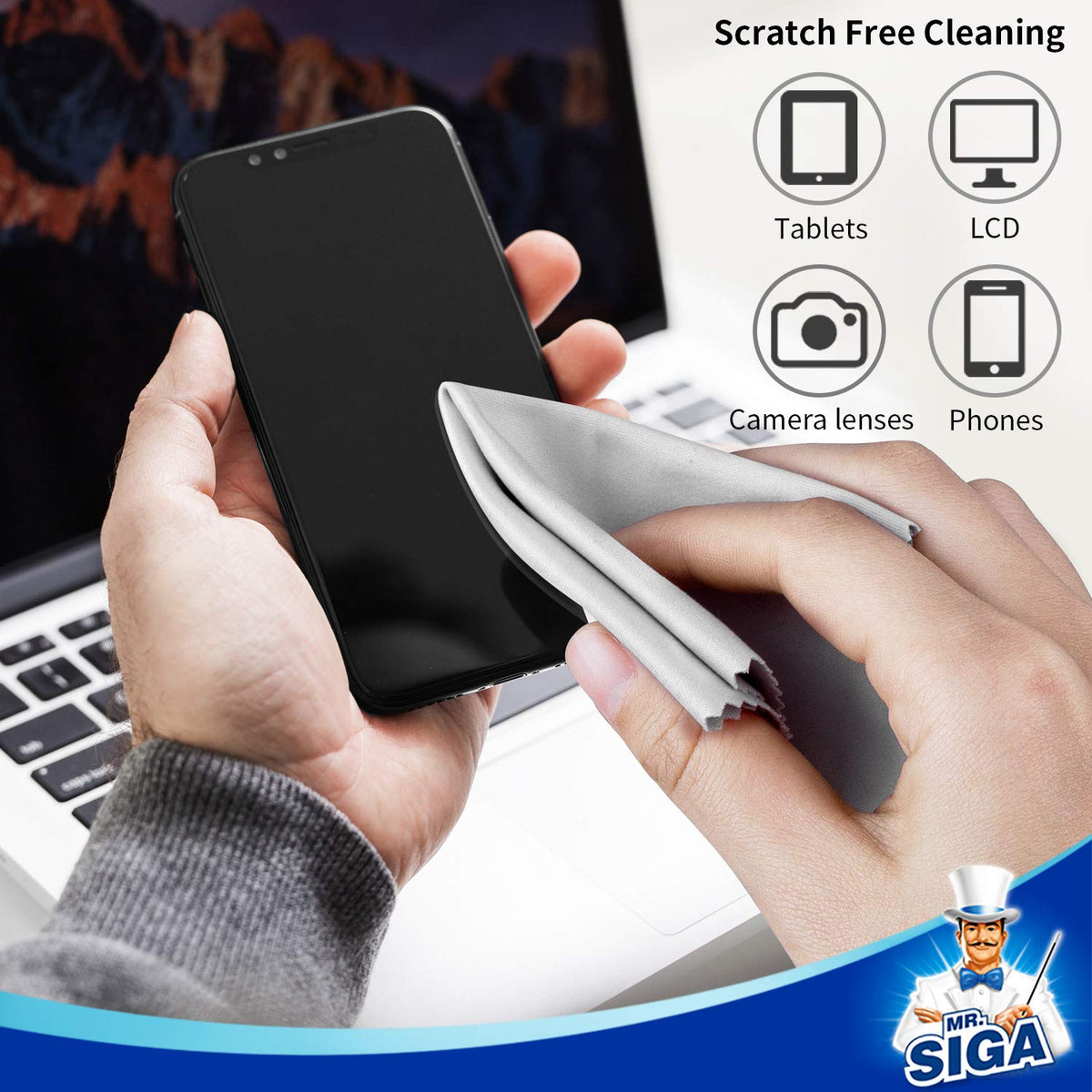 MR.SIGA Microfibre Glasses Cleaning Cloth, Spectacle Cleaner Cloth, 24 Pack