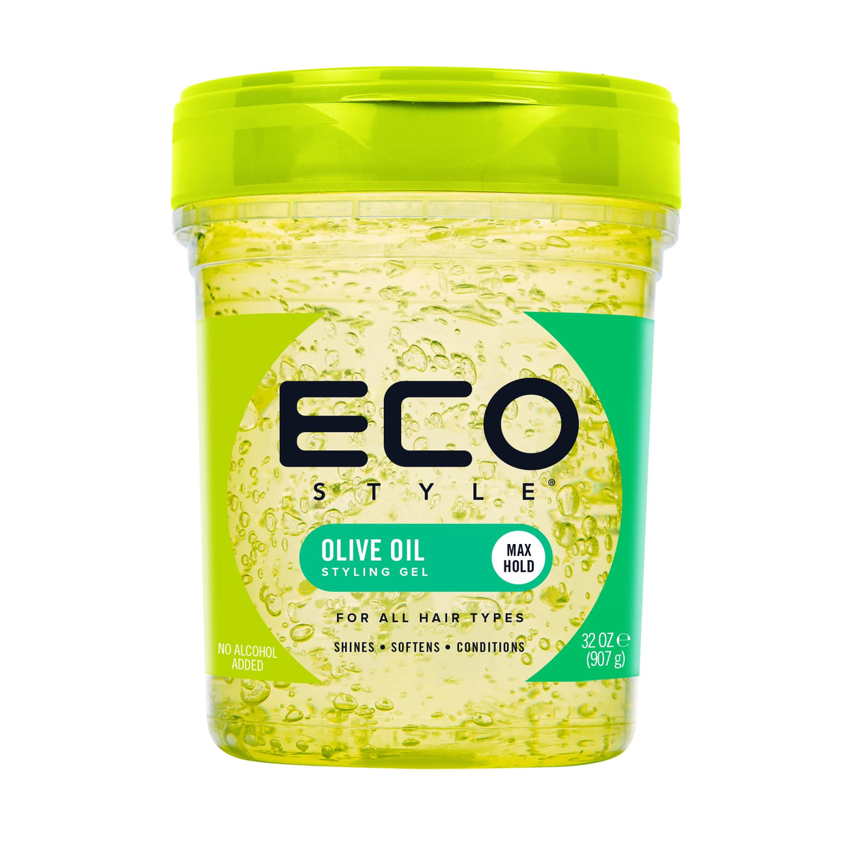 Eco Style Olive Oil Hair Styling Gel, Hydrate and Style, Green, 946 ml (Pack of 5)