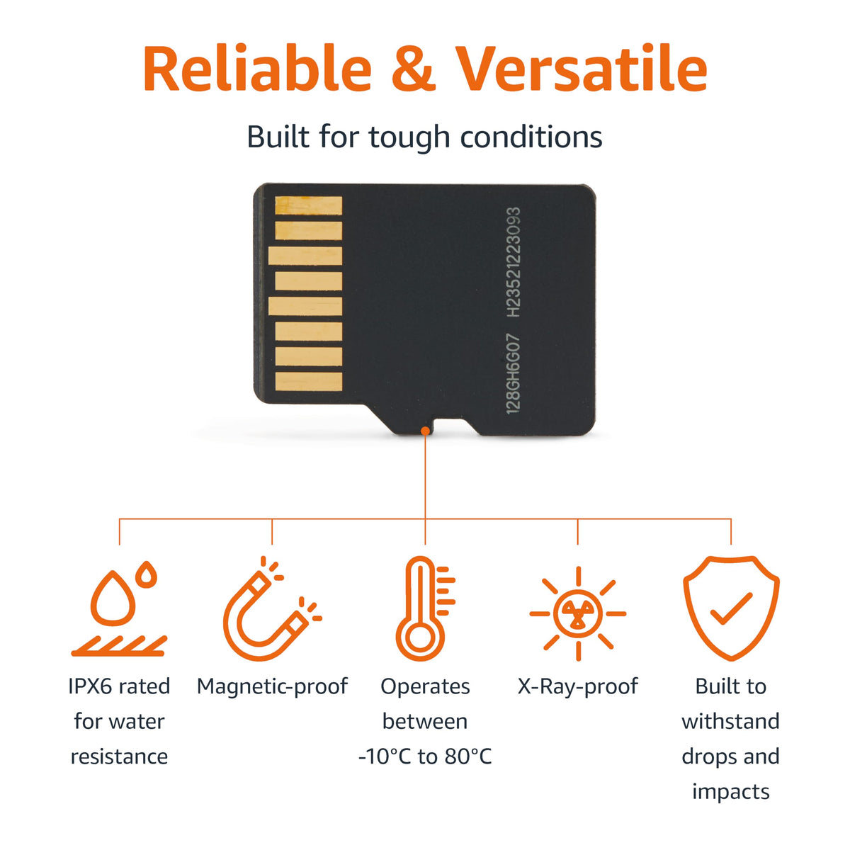 Amazon Basics microSDXC Memory Card with Full Size Adapter, A2, U3, Read Speed up to 100 MB/s, 128GB, Black
