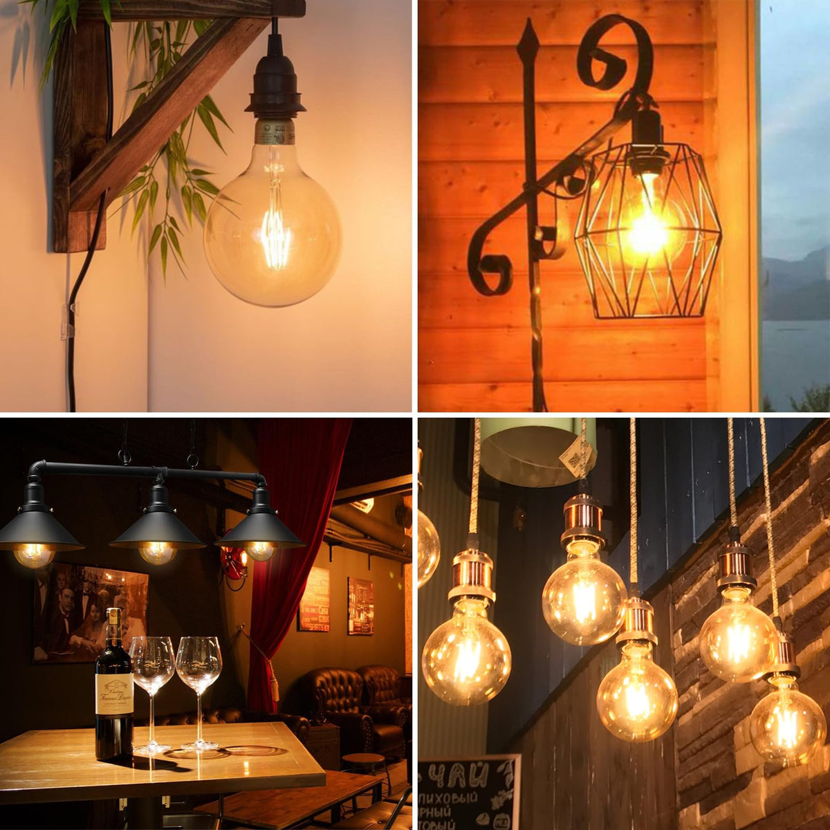 YUNRRD Vintage Light Bulb E27 Screw LED Edison Bulb,Warm White,4W,2Pcs