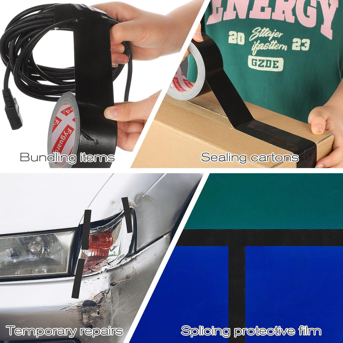 3 Rolls Duct Tape 48mm x 18m 8.5Mil, Silver Gaffer Tape 210μ
