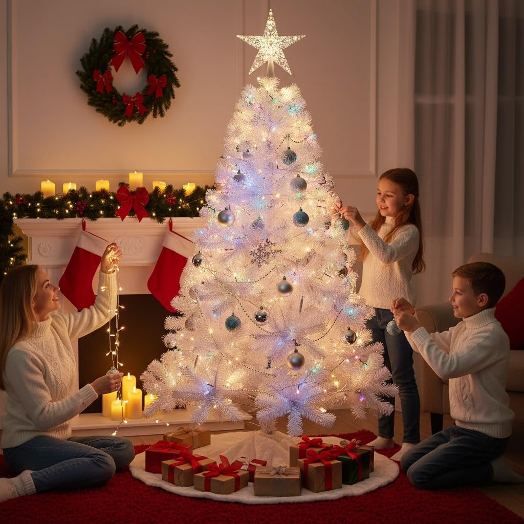 SHATCHI 6ft/1.8m Alaskan Pine Green Artificial Christmas Tree Bushy 550 Tips Xmas Home Decorationations Decorations