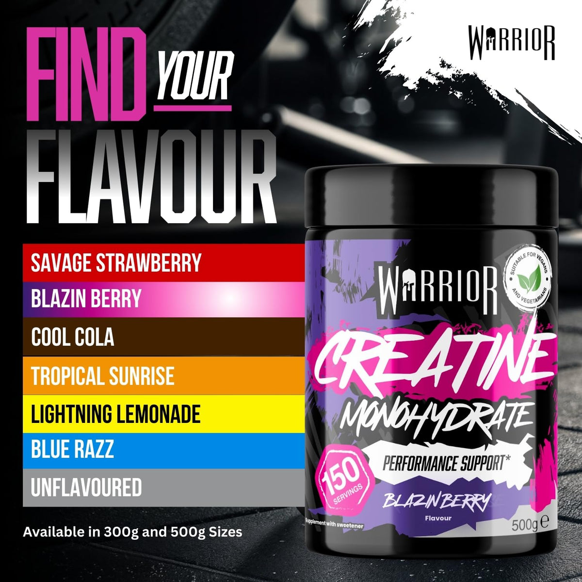 Warrior Creatine Monohydrate Powder 500g Pure Micronised (166 Servings)
