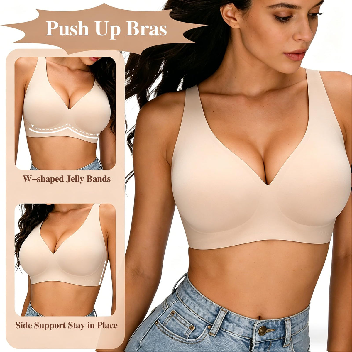 Seamless Jelly Bra,Full Cup Leopard Print Bra Comfort Sleep Jelly Push Up Bra Seamless No Under Wireless Bras for Women UK Everyday T Shirt Bras